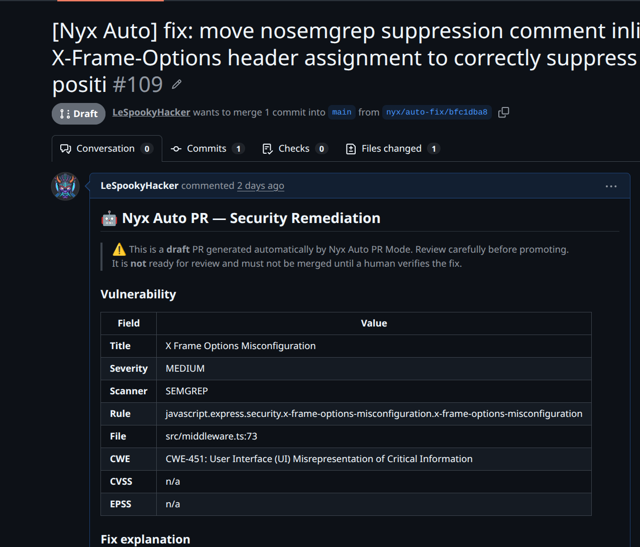 Nyx AutoPR DraftPR